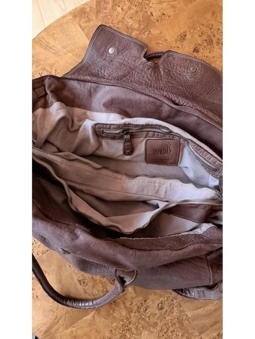 Civico93 Brown Genuine Leather Large Shoulder Bag